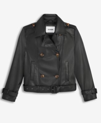 Women's Belted Faux-Leather Jacket