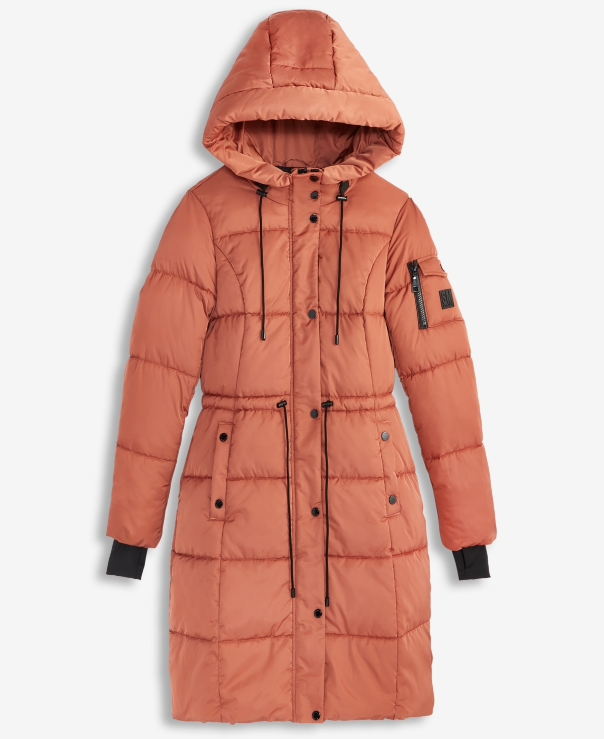 Steve Madden Plus Size Hooded Anorak Puffer Coat In Brown