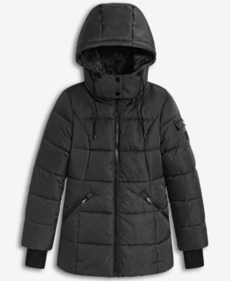 Women's Faux-Fur-Trim Hooded Puffer Coat