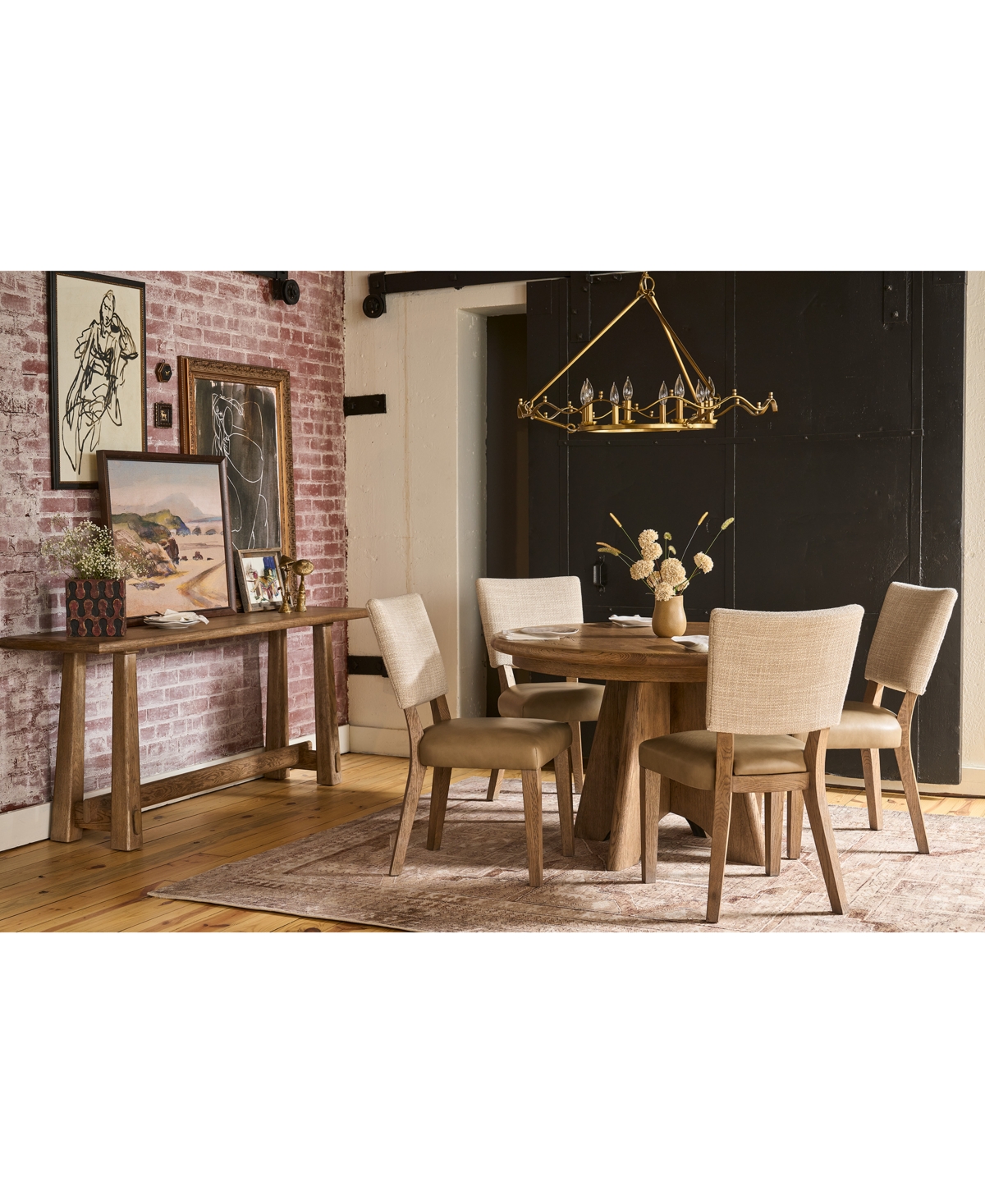 Macy's Sienna 5 Pc. Dining Set (round Table & 4 Upholstered Side Chairs)