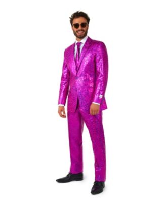 Men's Silver Suit - New Years And Christmas Party Costume - Metallic Shiny Silver - Includes Blazer, Pants and Tie