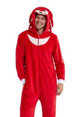 Men's Official Knuckles Union Suit - Sonic the Hedgehog Body Suit for Adults - Red