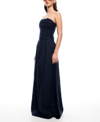 Women's Lush Strapless Linen-Blend Maxi Dress