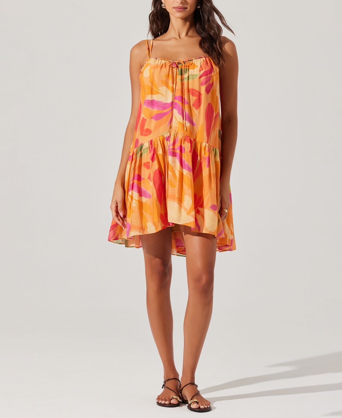 Women's Keala Tie-Front Swing Dress - Orange Multi