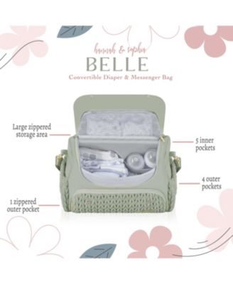 Hannah&Sophia Belle Convertible Diaper Backpack & Messenger Bag in Moonmist Blue