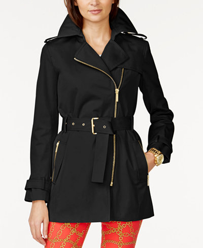 MICHAEL Michael Kors Belted Front-Zip Trench Coat - Coats - Women - Macy's
