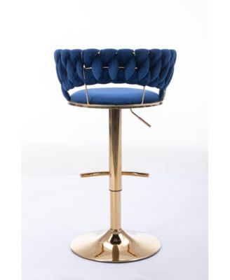 Set of 2 Adjustable Height Bar Stools with Chrome Accents