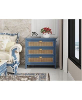 Streamdale 3 Drawer Cabinet,Natural rattan,American Furniture,Suitable for bedroom, living room, study