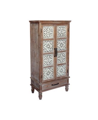 55" Rustic Wood Tower Cabinet with Storage