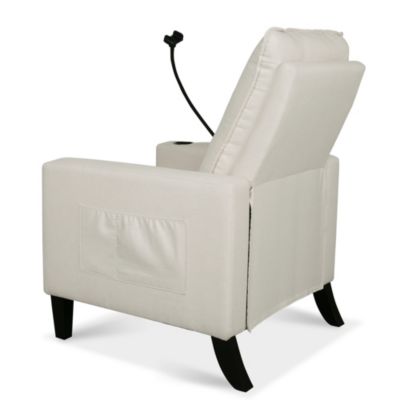 Modern Cozy Fabric Armchair with Adjustable Backrest and Storage