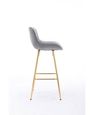 Streamdale Velvet Bar Stools, Golden Leg