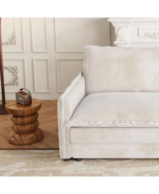 Corduroy 4-Seater Cloud Couch with Footrests & Cushions