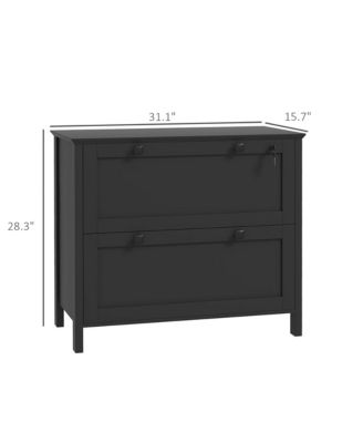 2 Drawer File Cabinet with Lock, Lateral Filing Cabinet with Keys and Adjustable Hanging Bar for Letter, A4 and Legal Size, File Cabinet for Home Office, Black