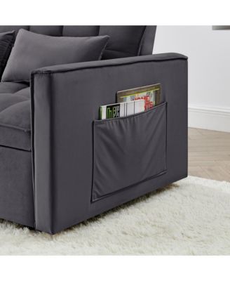 54.33 inch versatile foldable sofa bed in 3 lengths, modern sofa sofa sofa velvet pull-out bed, adjustable back