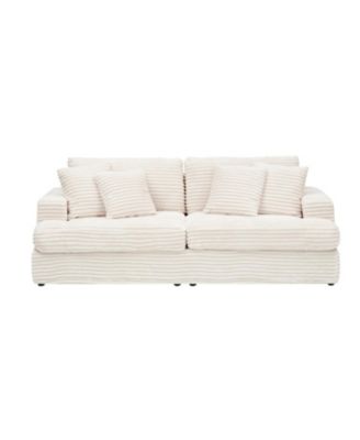79" Corduroy Sofa with 4 Pillows