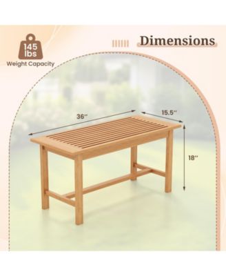 Patio Coffee Table 36 Inch Rectangular Outside Side Table with Slatted Tabletop