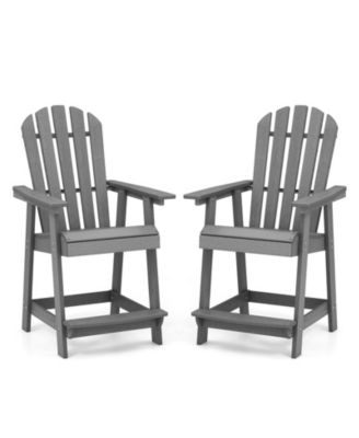 HDPE Patio Chair with Armrest and Footrest for Indoor Outdoor-Gray