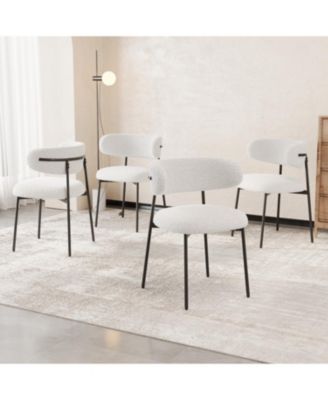 4-Piece Velvet Dining Chairs with Metal Legs