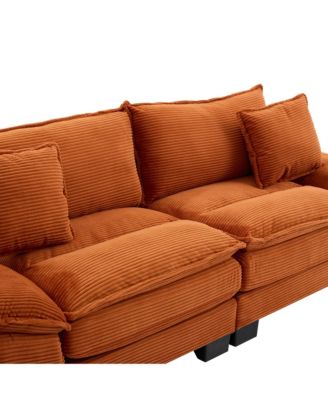 1 Pc. Corduroy Upholstered Comfy Sleeper with Pillows Sofa