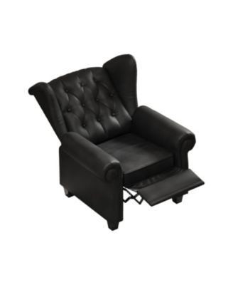 Modern Tufted Push Back Armchair Technical Leather Chair, Adjustable Single Sofa Chair with Sturdy Wood Legs for Bedroom, Living Room, Small Space(Color:Black)