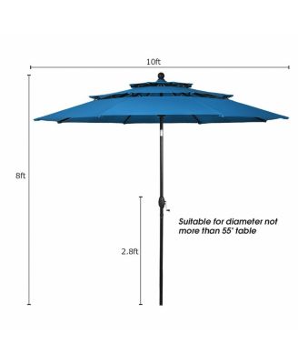 10 Feet 3 Tier Outdoor Patio Umbrella with Double Vented