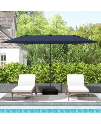 13FT Double-sided Patio Umbrella with Solar Lights for Garden Pool Backyard