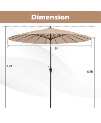 9 Feet Round Patio Umbrella with 18 Fiberglass Ribs