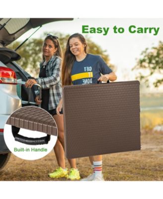 5FT Folding Picnic Table with Rattan Grain HDPE Tabletop and Sturdy Metal Fame