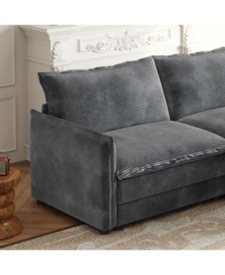 Corduroy 4-Seater Cloud Couch with Footrests & Cushions