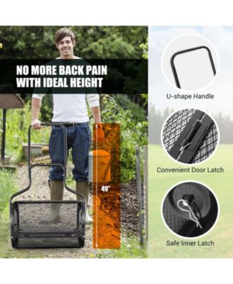 Upgrade Side Latches and U-shape Handle 24-Inch Peat Moss Spreader