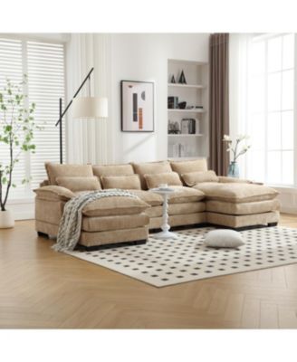 Streamdale Chenille, high quality sponge filling, solid wood frame, oversized four-seater, U-shaped combination sofa