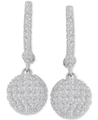 Cubic Zirconia Micro-Pav&eacute; Dangle Small Huggie Hoop Earrings