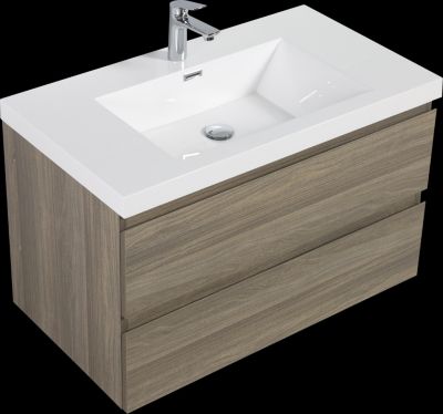 Streamdale Ash Grey Floating Vanity with Glossy Resin Sink