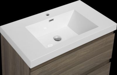 Streamdale Ash Grey Floating Vanity with Glossy Resin Sink