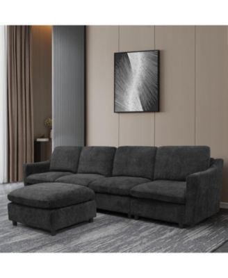 Streamdale 5-seat Convertible Black L-shaped Sectional Sofa with Reversible Chaise, Armless, Indoor