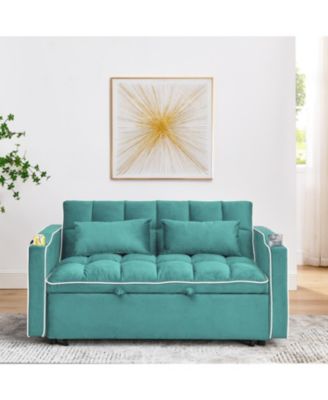 Versatile 55.5" Foldable Sofa Bed with Adjustable Back, USB Port, and Phone Stand (Green