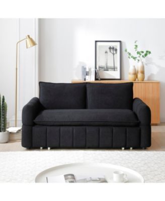 Sleeper Sofa Bed - Pull Out Couch with Chaise - Black