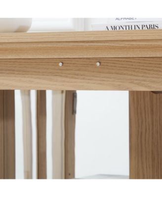 Antique Curio Cabinet with Glass Doors, Adjustable Shelves, and OAK E26 Bulb