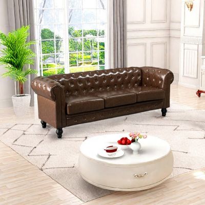 3-Seat Modern Chesterfield Sofa with Button Tufting for Living Rooms