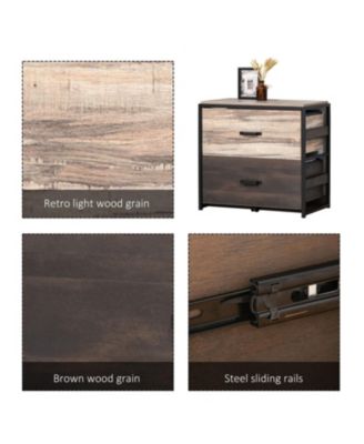 Vinsetto Office File Cabinet with 2 Large Drawers and Adjustable Metal Hanging Bars for A4, Letter and Legal Sized Files, Storage Organizer, Brown/Black