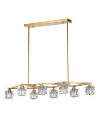 8-Light Crystal Chandelier with Matte Gold Finish, Ideal for Dining Rooms and Various Other Spaces