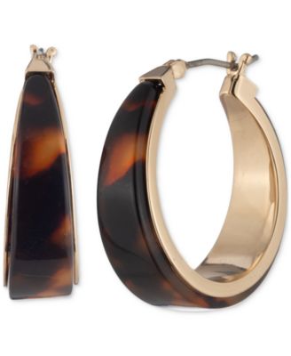Lauren Ralph Lauren - Gold-Tone Tortoise Shell-Look Small Hoop Earrings, 0.8"