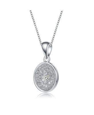 Classy Rhodium Plated Round CZ Pendant Necklace