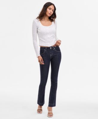 Madden Girl - Juniors' Mid-Rise Pintuck Bootcut Jeans