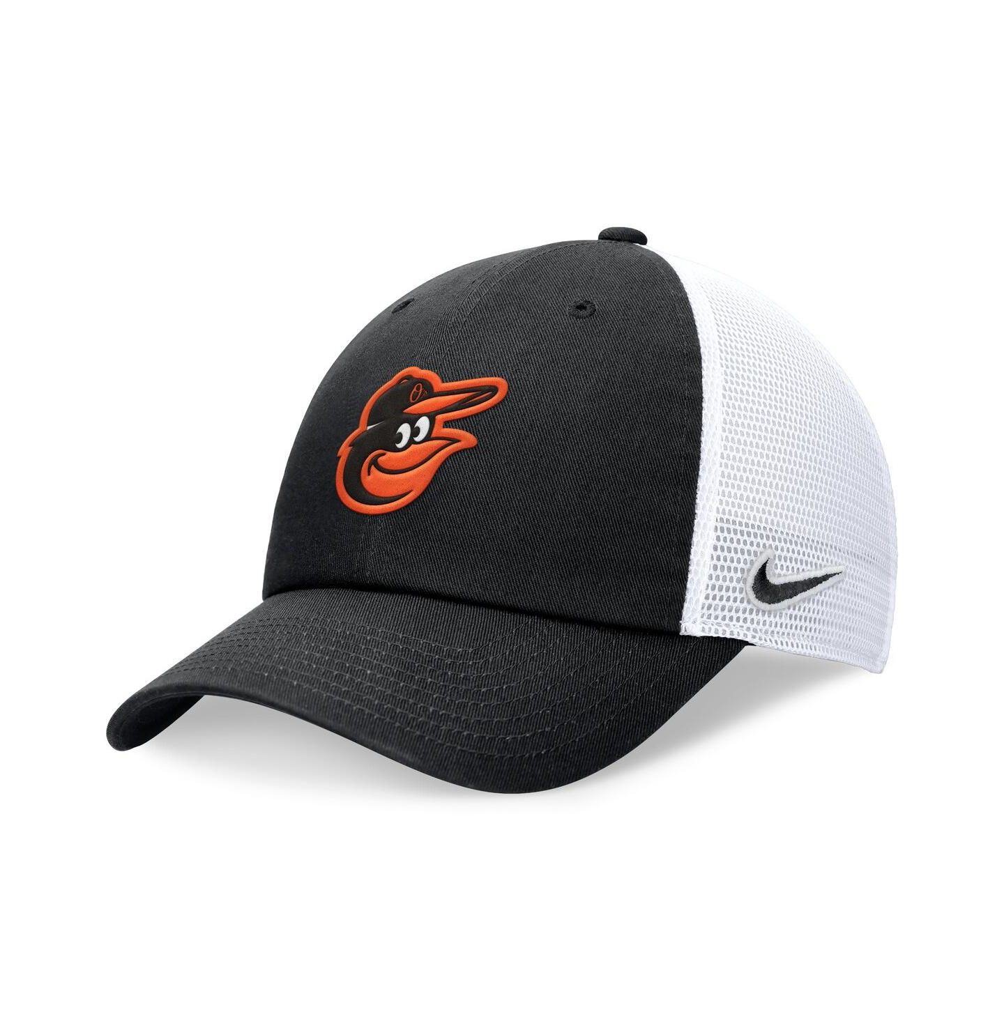Мужская кепка Nike Black Baltimore Orioles Club Trucker Adjustable Hat — фото 1