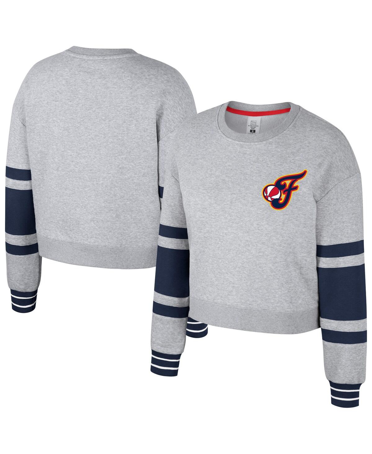 Stadium Essentials Men's And Women's Heather Gray Indiana Fever Cropped Pullover Sweatshirt