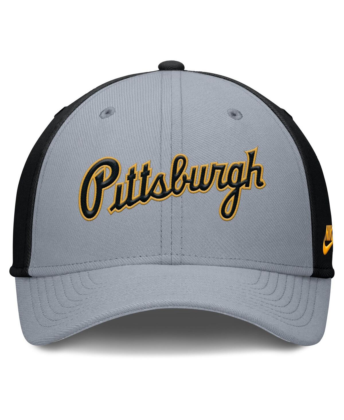 Nike Men's Gray/Black Pittsburgh Pirates Rise Swoosh Performance Flex Hat