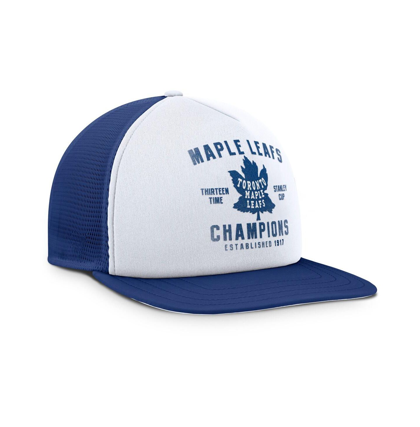 Мужская кепка Fanatics White/Blue Toronto Maple Leaf's Decades Collection Foam Front Snapback Hat — фото 3