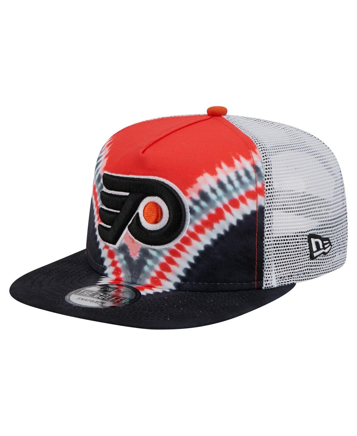 NEW ERA MEN'S BLACK/ORANGE PHILADELPHIA FLYERS THROWBACK V-DYE ADJUSTABLE GOLFER HAT 