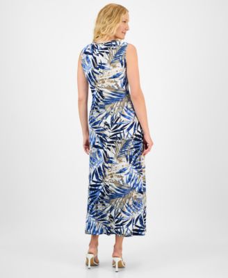 Women's Printed Twist-Front Maxi Dress
